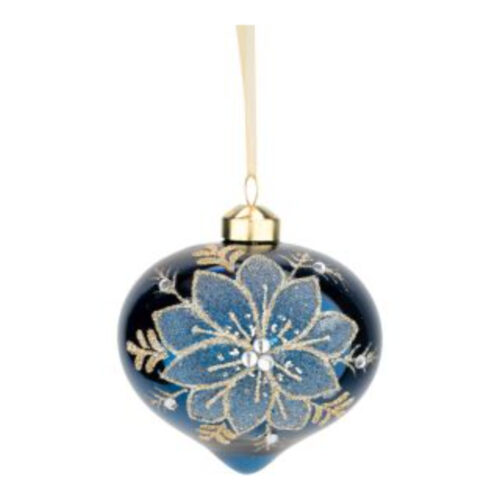 Bauble Poinsettia Navy Blue Sultan