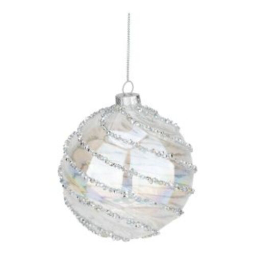 Bauble Clear with Silver Encrusted Swirl