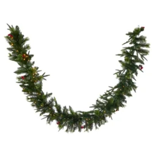 LED Pine Garland with Cones & Berries